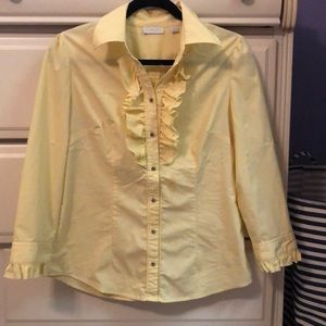 🔴Yellow ruffled button down